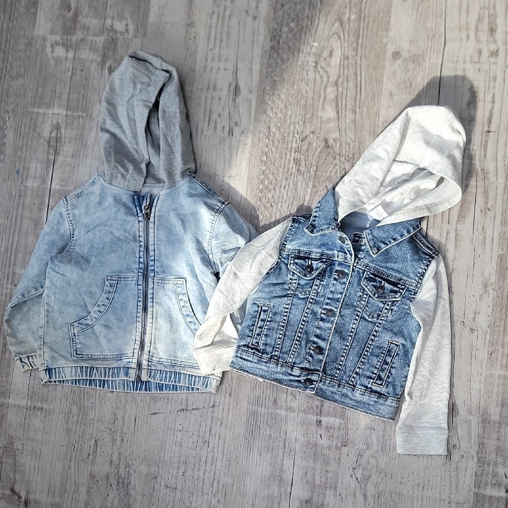 Kids Denim and Gray Hooded Jackets